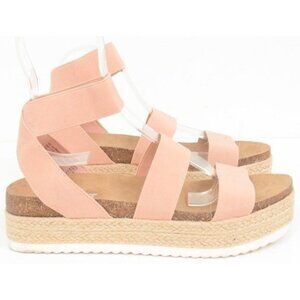 Report Women's 9.5 Carly Espadrille Gladiator Anklet Pink Blush Comfy Sandal